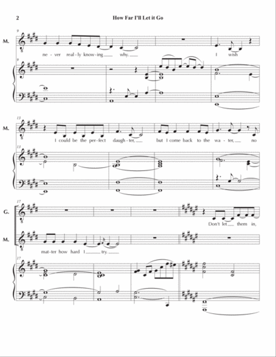 How Far I'll Go Tenor Voice scores gallery preview page 2