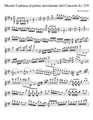 Book cover for Cadenzas for Mozart's Violin Concerto KV 219