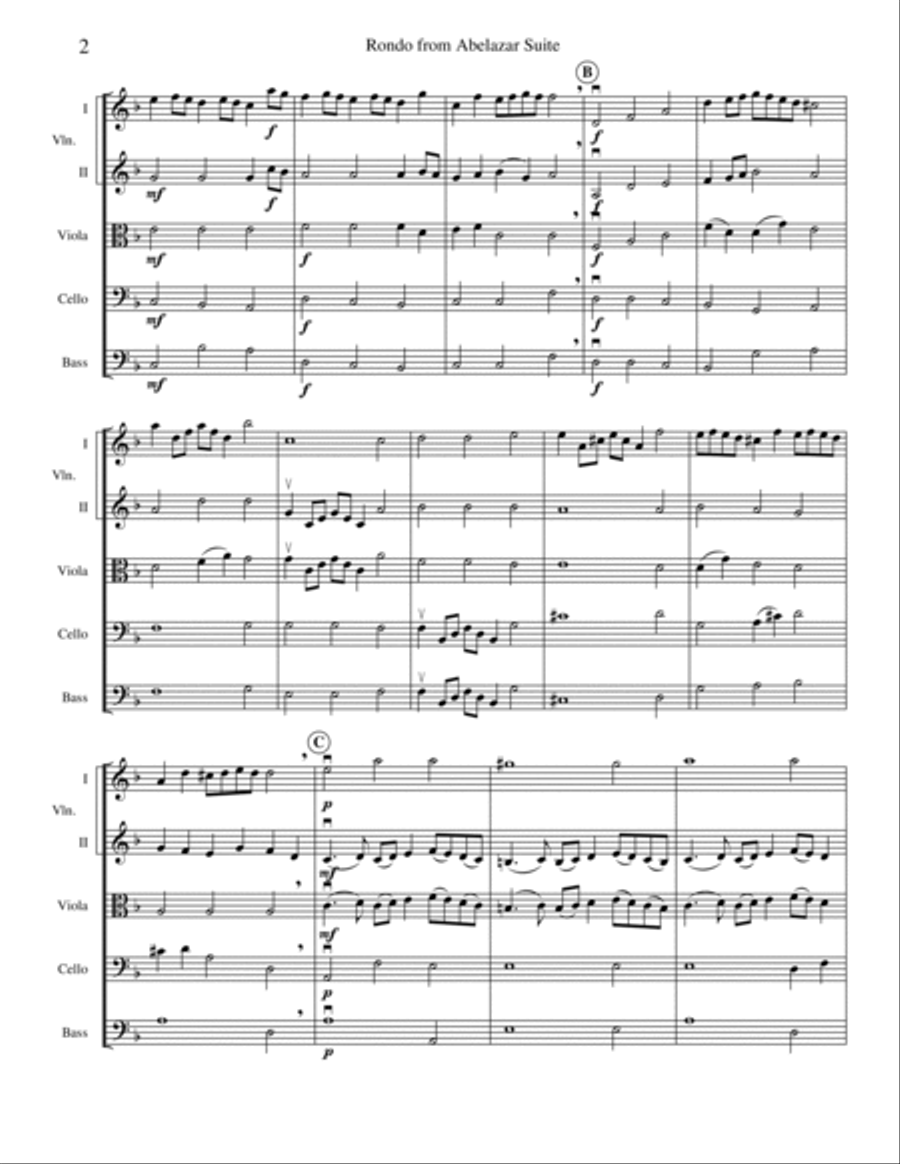 Rondo from Abdelazar Suite-score String Quartet scores gallery preview page 2
