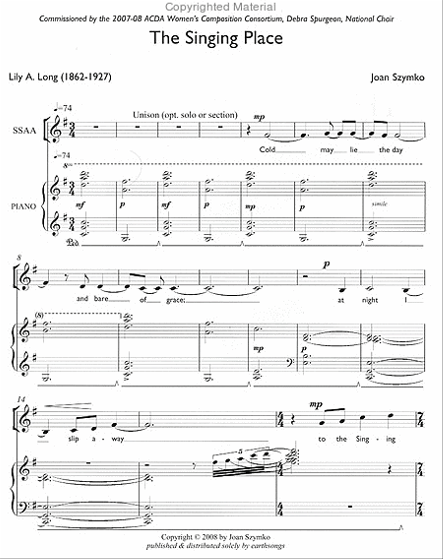 singing place, the SSAA scores gallery preview page 2