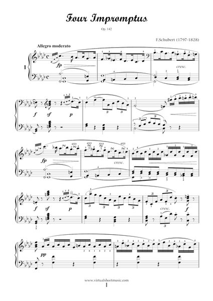 Four Impromptus Op.142 by Franz Schubert for piano solo