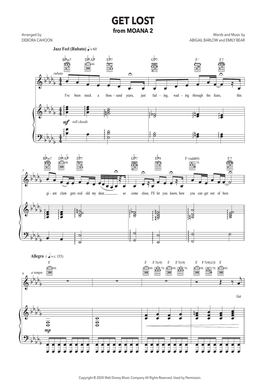 Get Lost Piano, Vocal scores gallery preview page 1