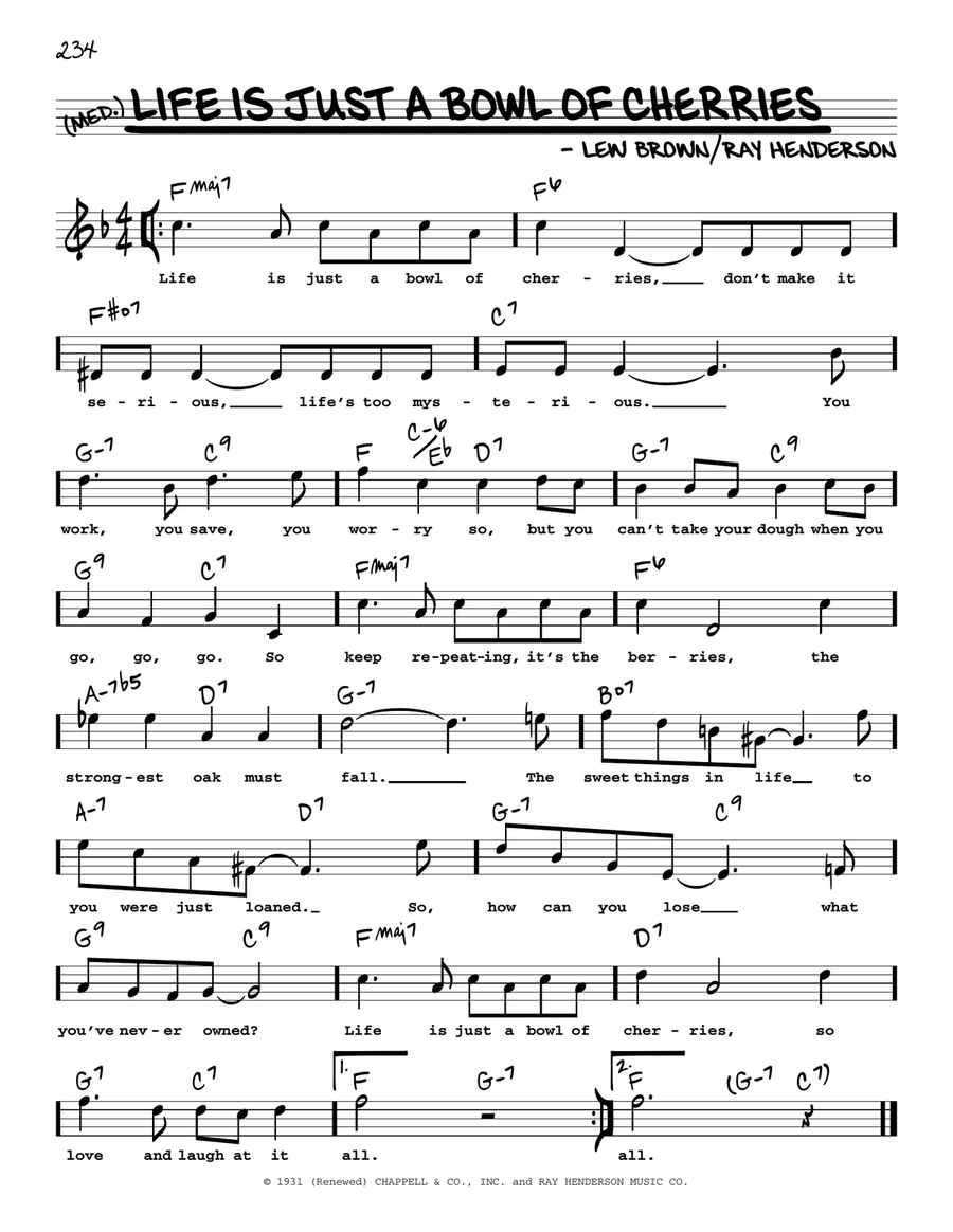 Life Is Just A Bowl Of Cherries (High Voice) (from George White's Scandals) High Voice scores gallery preview page 1