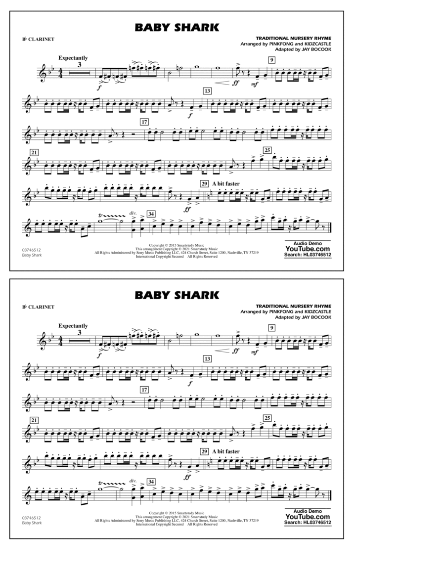 Baby Shark (arr. Jay Bocook) - Bb Clarinet