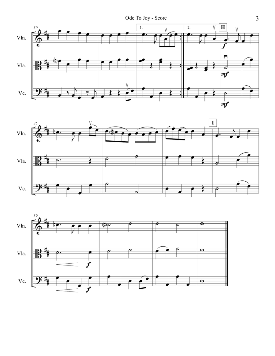 Ode To Joy for String Trio String Trio scores gallery preview page 3
