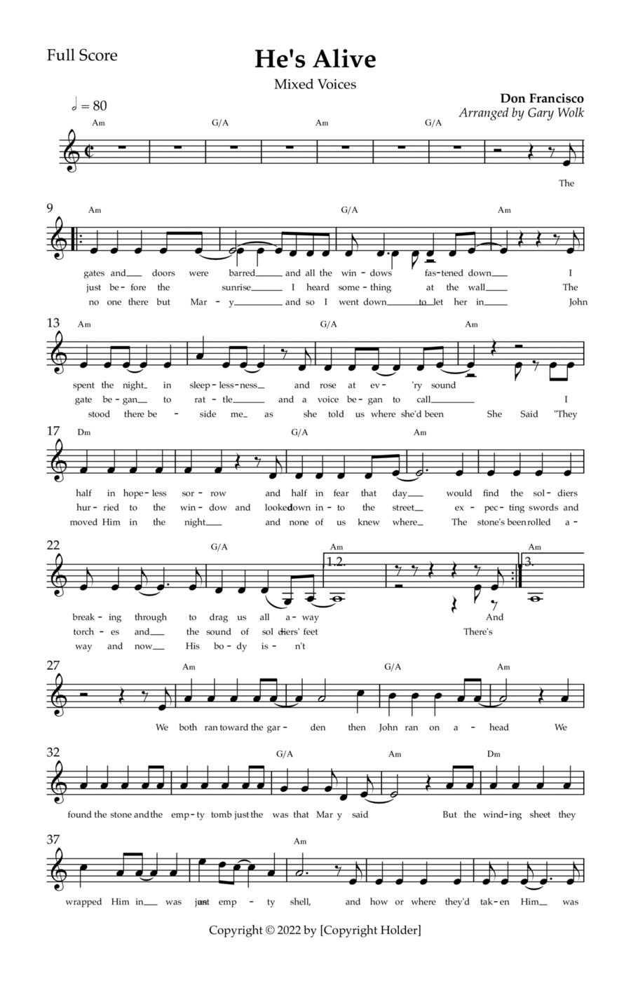 He's Alive Choir scores gallery preview page 1