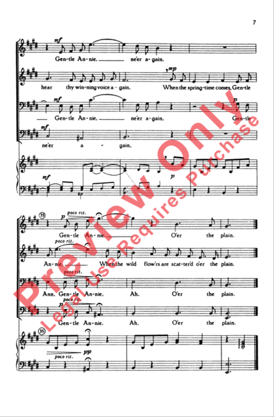 Gentle Annie Men's Choir scores gallery preview page 6