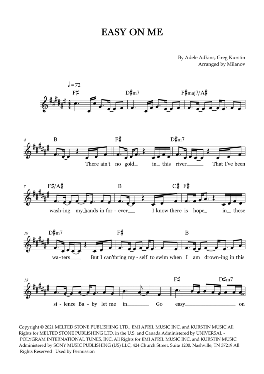 Easy On Me Piano scores gallery preview page 1