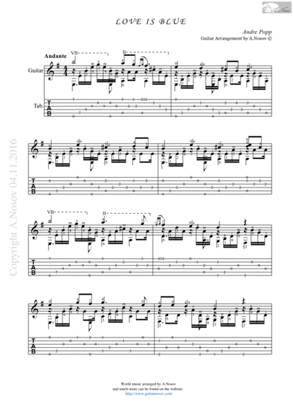 Love is Blue (Sheet music for guitar) image number null