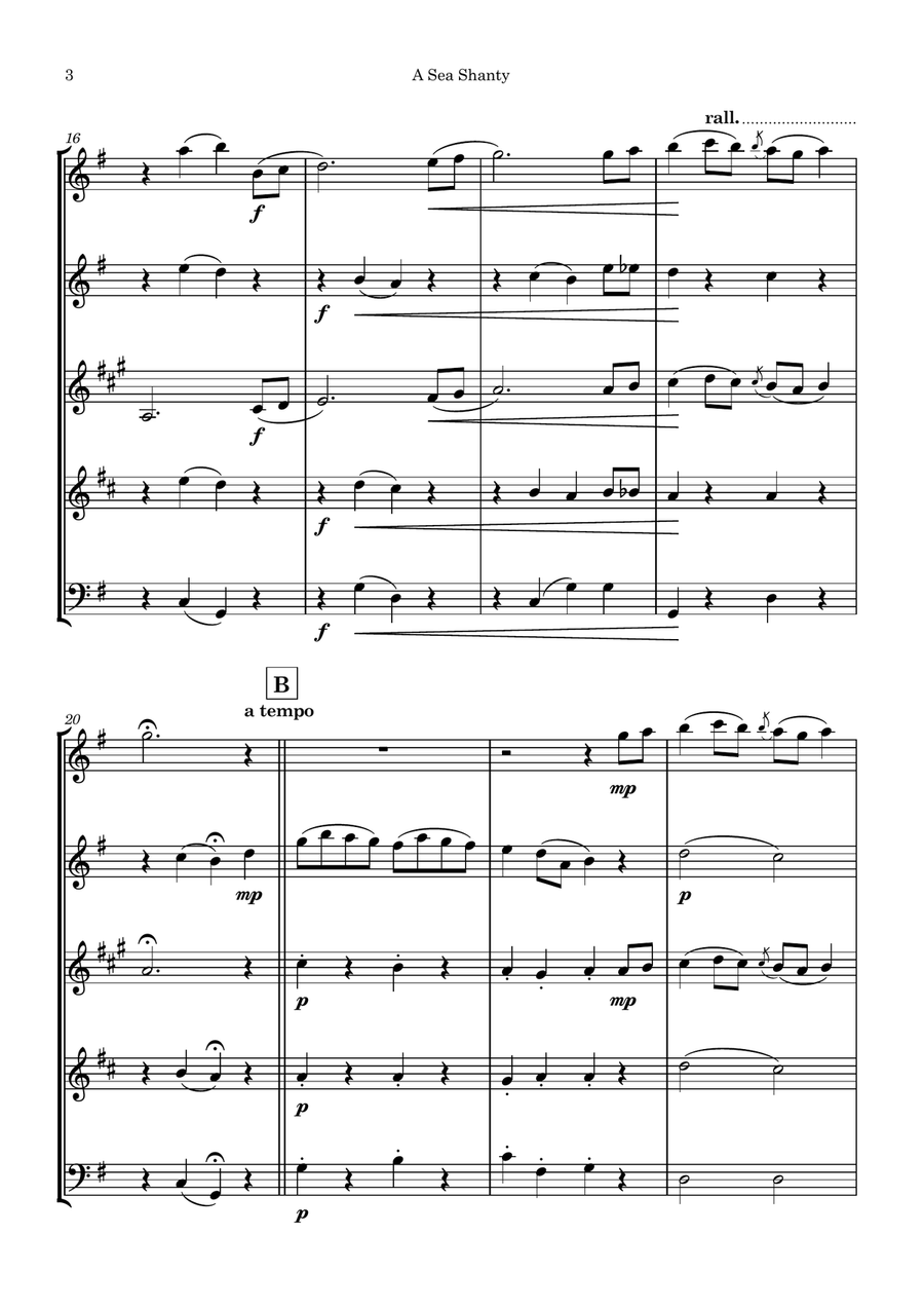 A Sea Shanty A Sea Shanty Woodwind Quintet scores gallery preview page 4