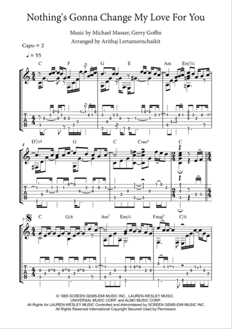 Nothing's Gonna Change My Love For You Guitar Tablature scores gallery preview page 1