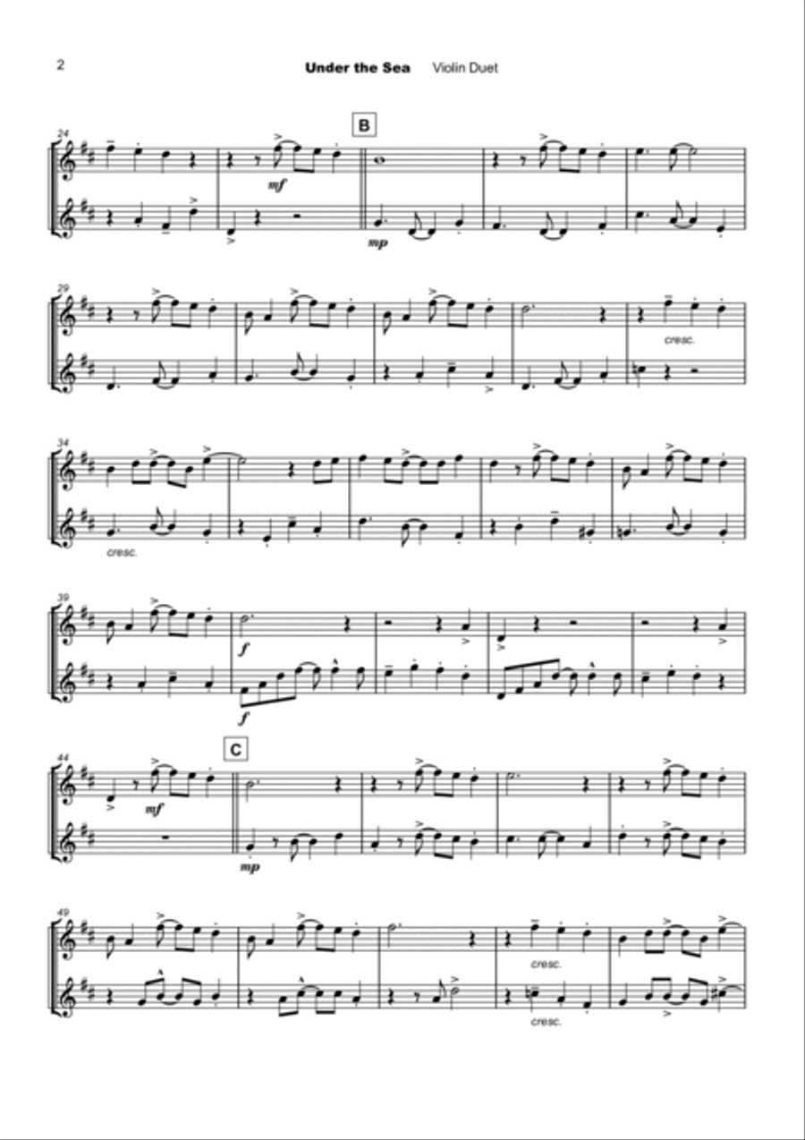 Under The Sea String Duet scores gallery preview page 3