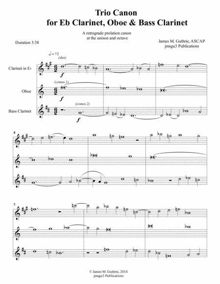 Guthrie: Trio Canon for Eb Clarinet, Oboe & Bass Clarinet image number null