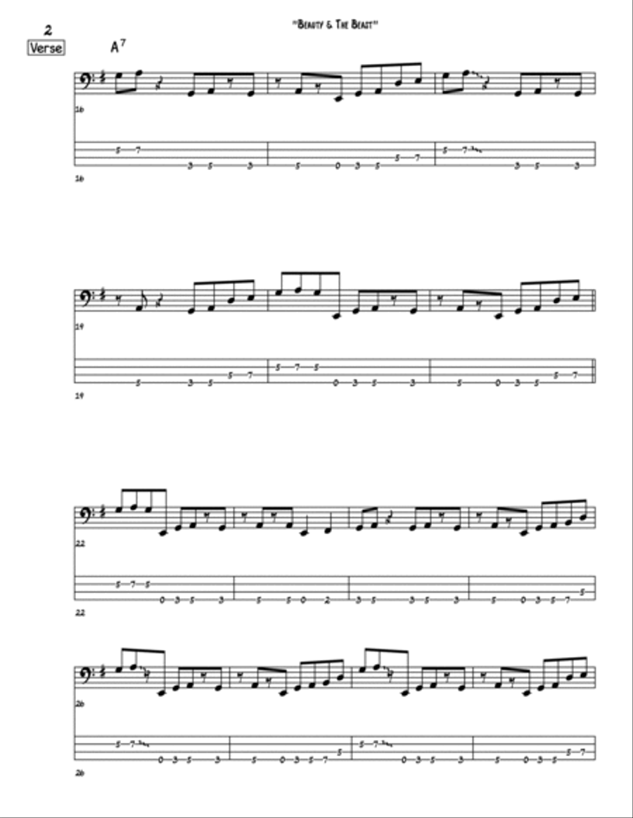 Beauty And The Beast Bass Guitar scores gallery preview page 2