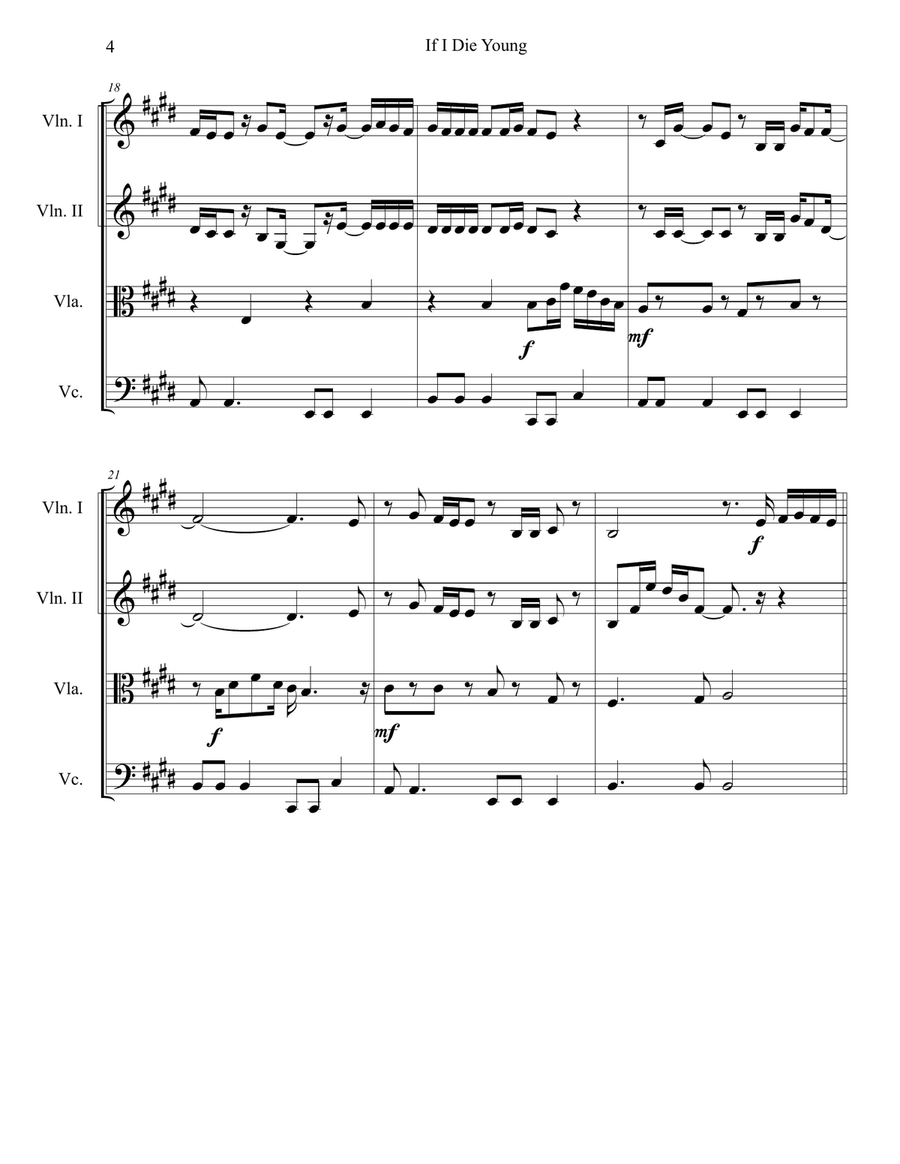 If I Die Young String Quartet scores gallery preview page 4