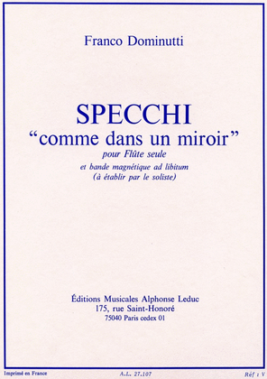 Specchi 'comme Dans Un Miroir' (flute & Tape)