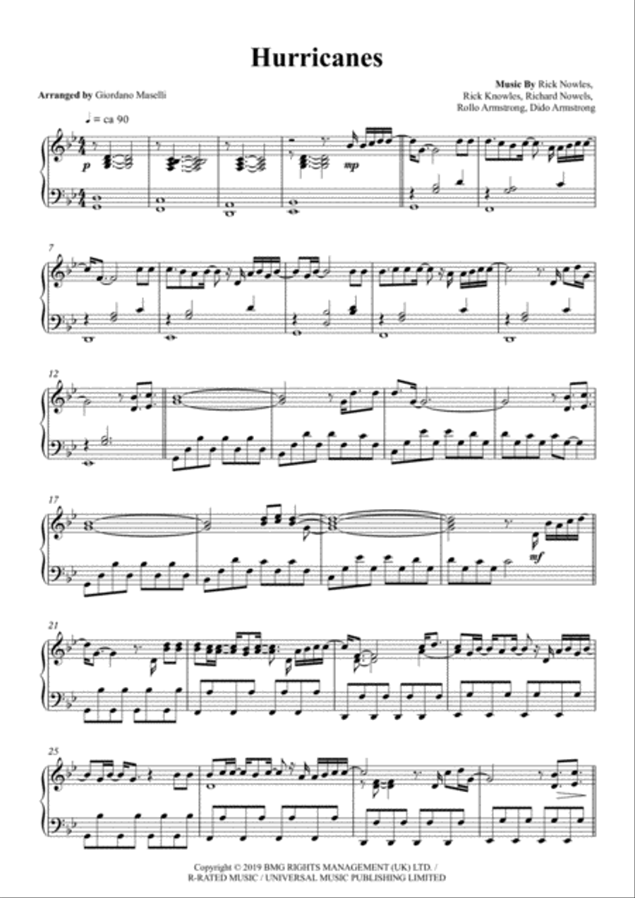Hurricanes Hurricanes Piano Solo scores gallery preview page 1
