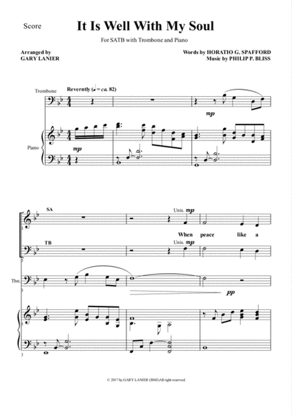 IT IS WELL WITH MY SOUL (Choir - SATB with Trombone & Piano) image number null