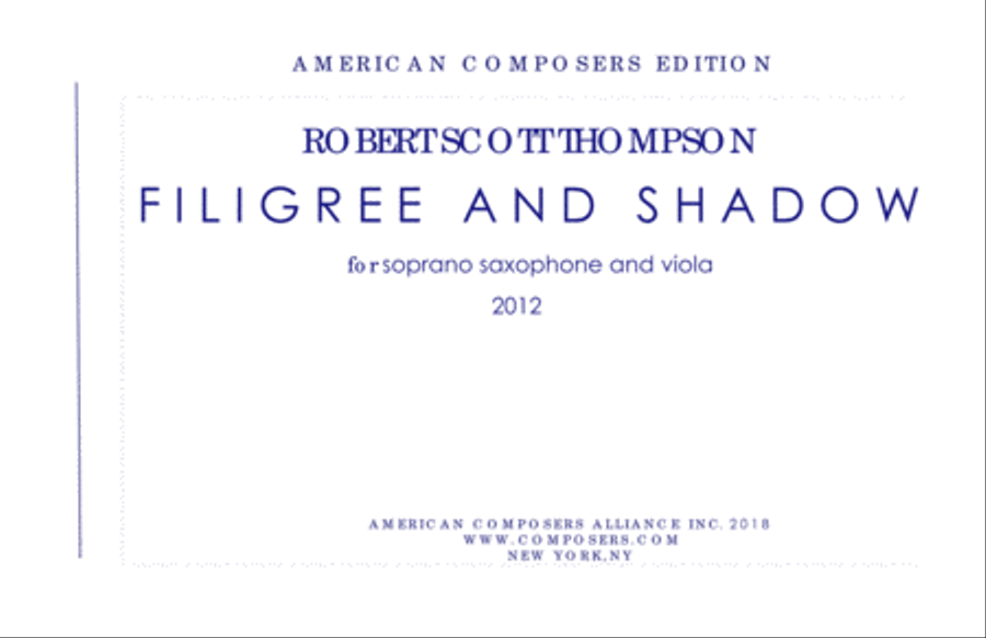 [Thompson] Filigree and Shadow Soprano Saxophone scores gallery preview page 1
