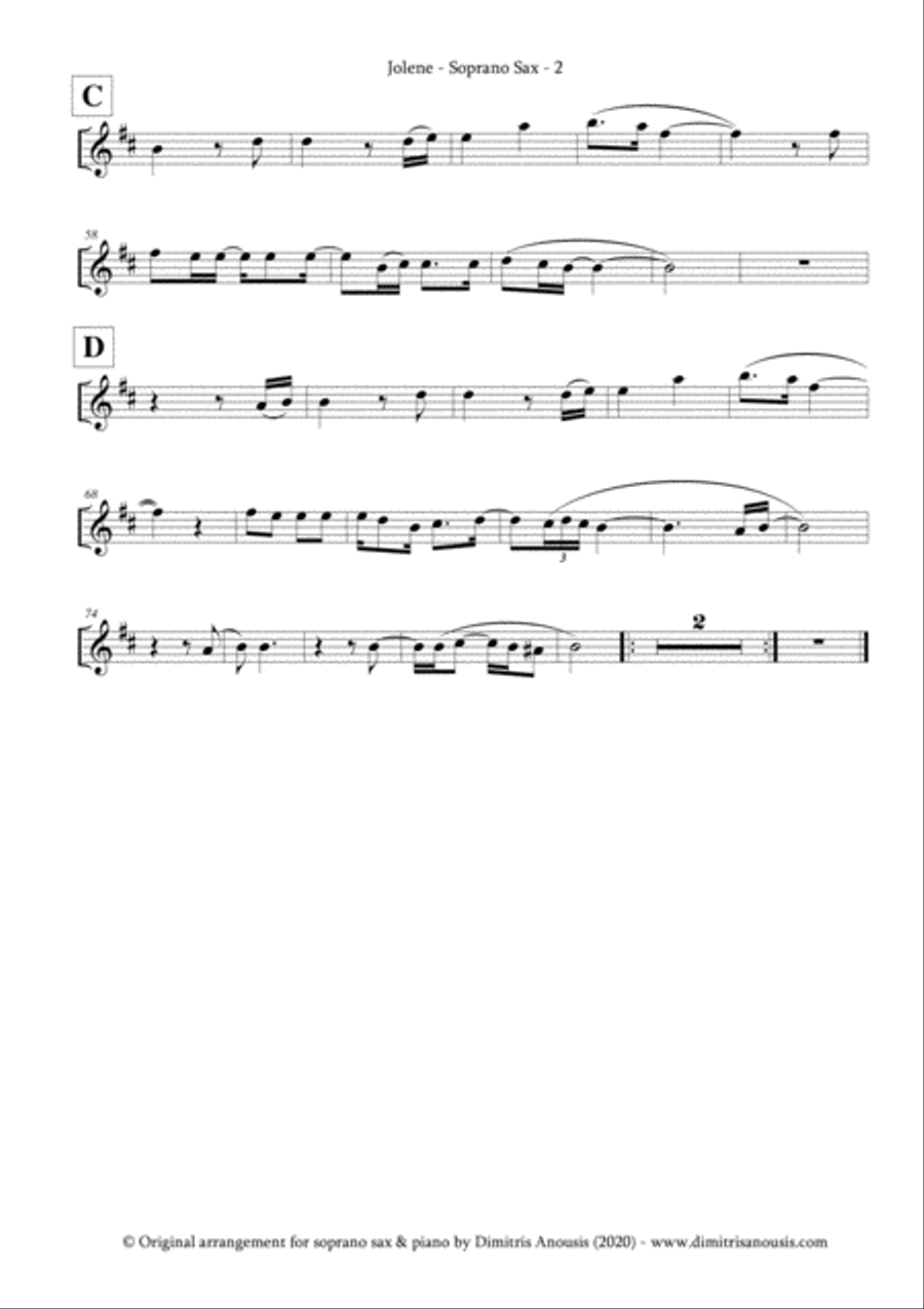 Jolene Soprano Saxophone scores gallery preview page 4