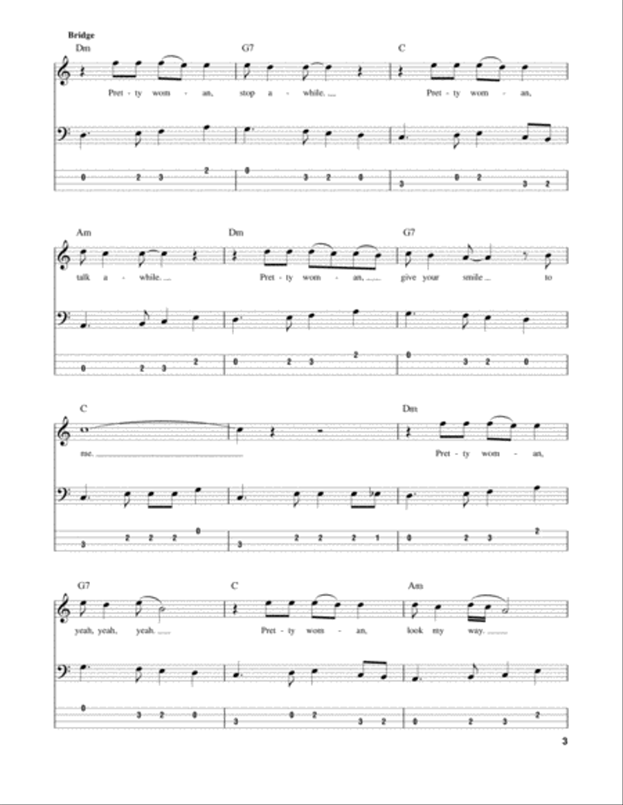 Oh, Pretty Woman Bass Guitar Tablature scores gallery preview page 3