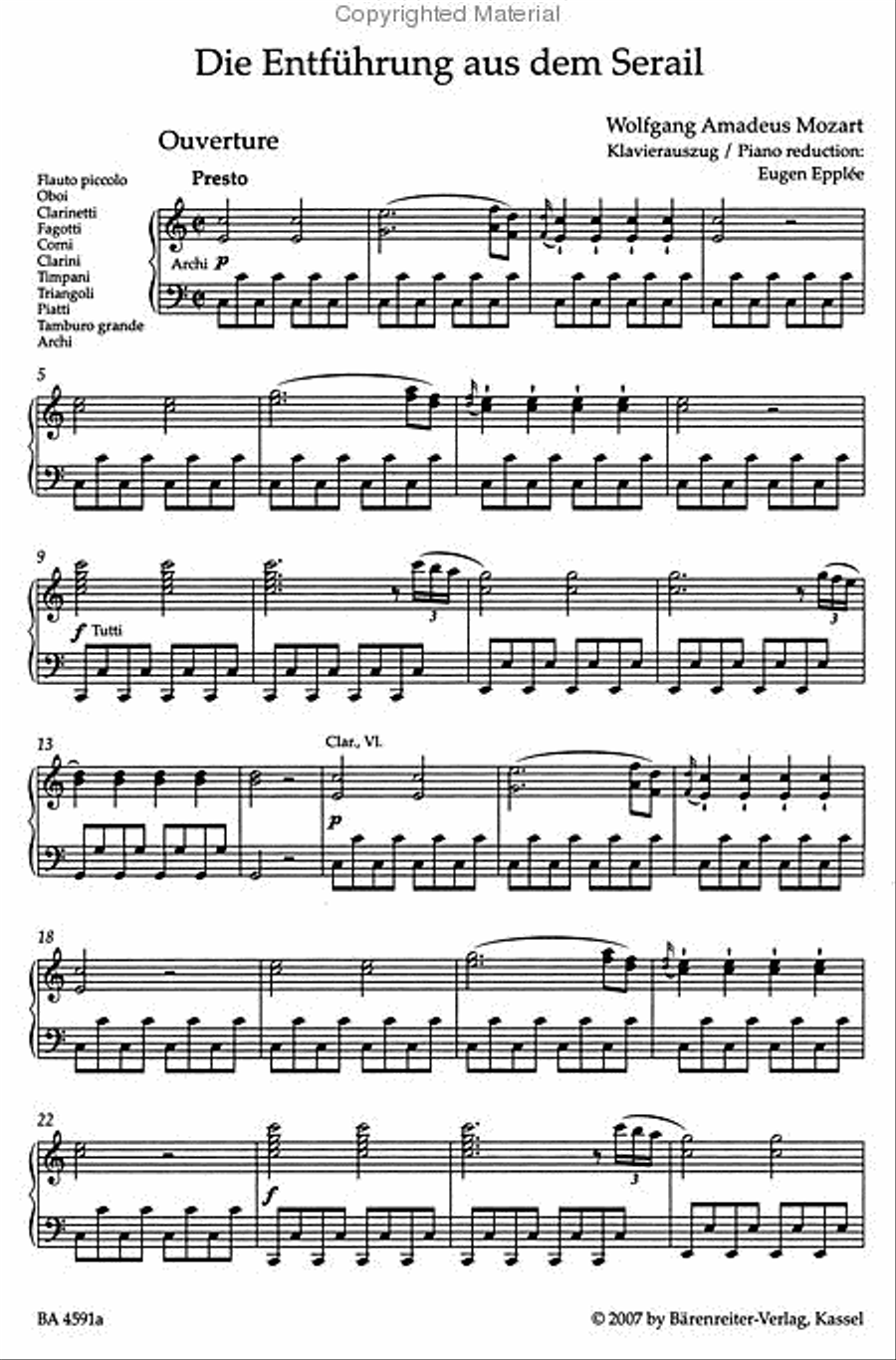 The Abduction From The Seraglio, K. 384 4-Part scores gallery preview page 3