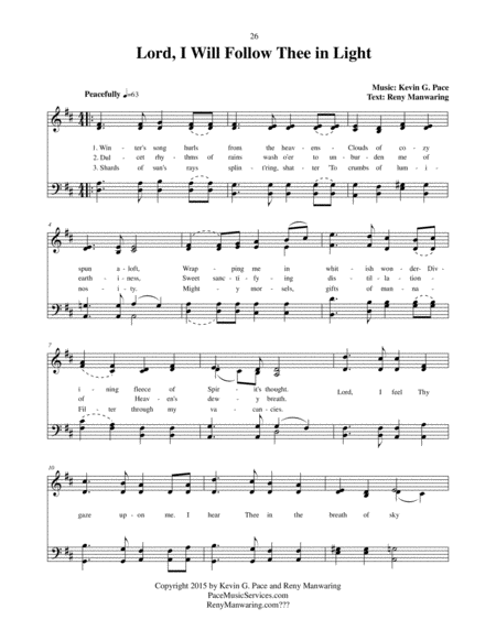 Lord, I Will Follow Thee in Light - an original hymn for SATB voices image number null