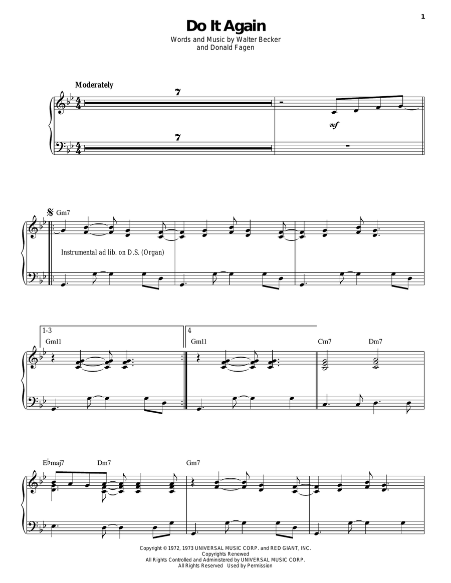 Do It Again Piano, Vocal scores gallery preview page 1