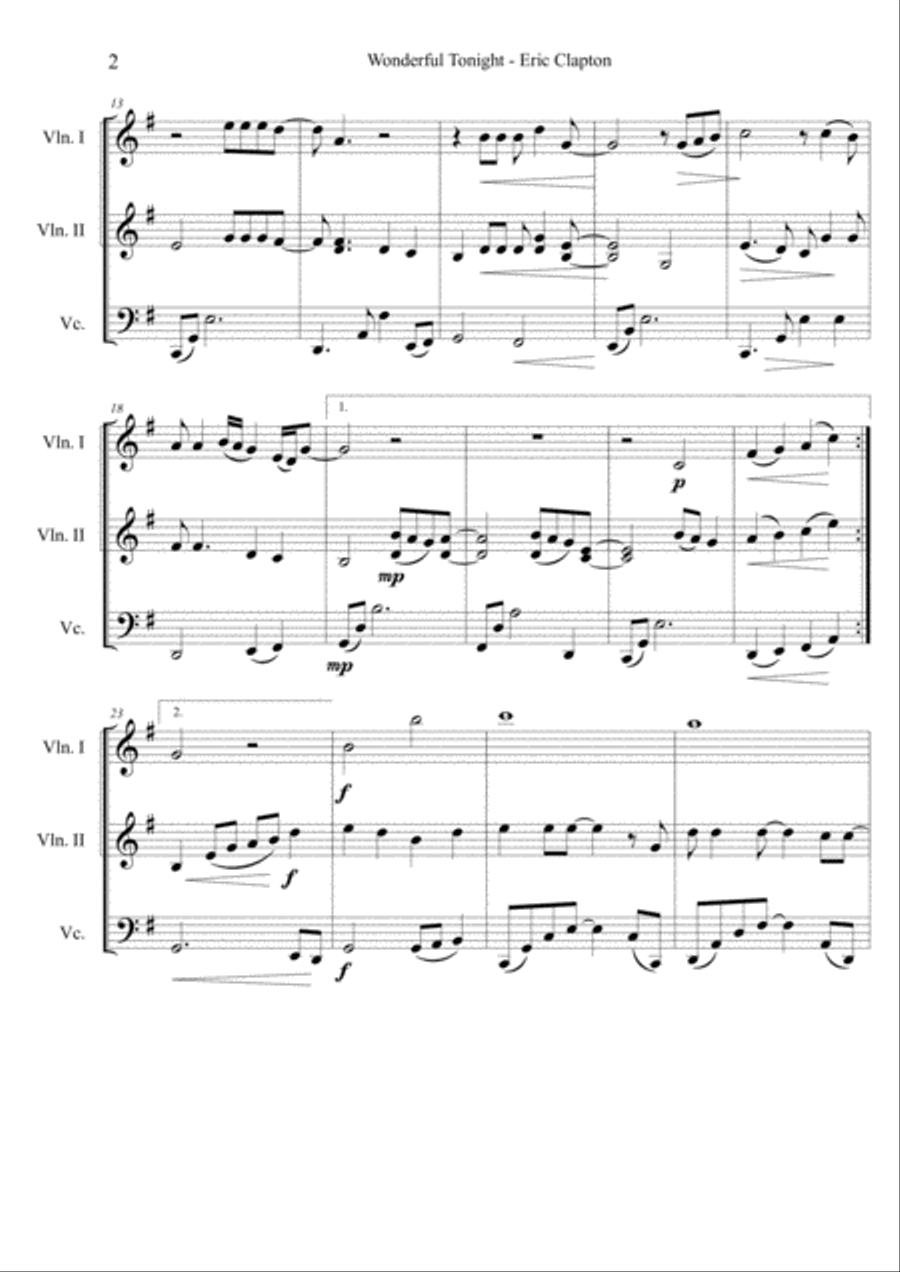 Wonderful Tonight String Trio scores gallery preview page 2