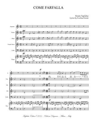 COME FARFALLA - Like butterfly - for Soprano (or Tenor) and mixed quintet