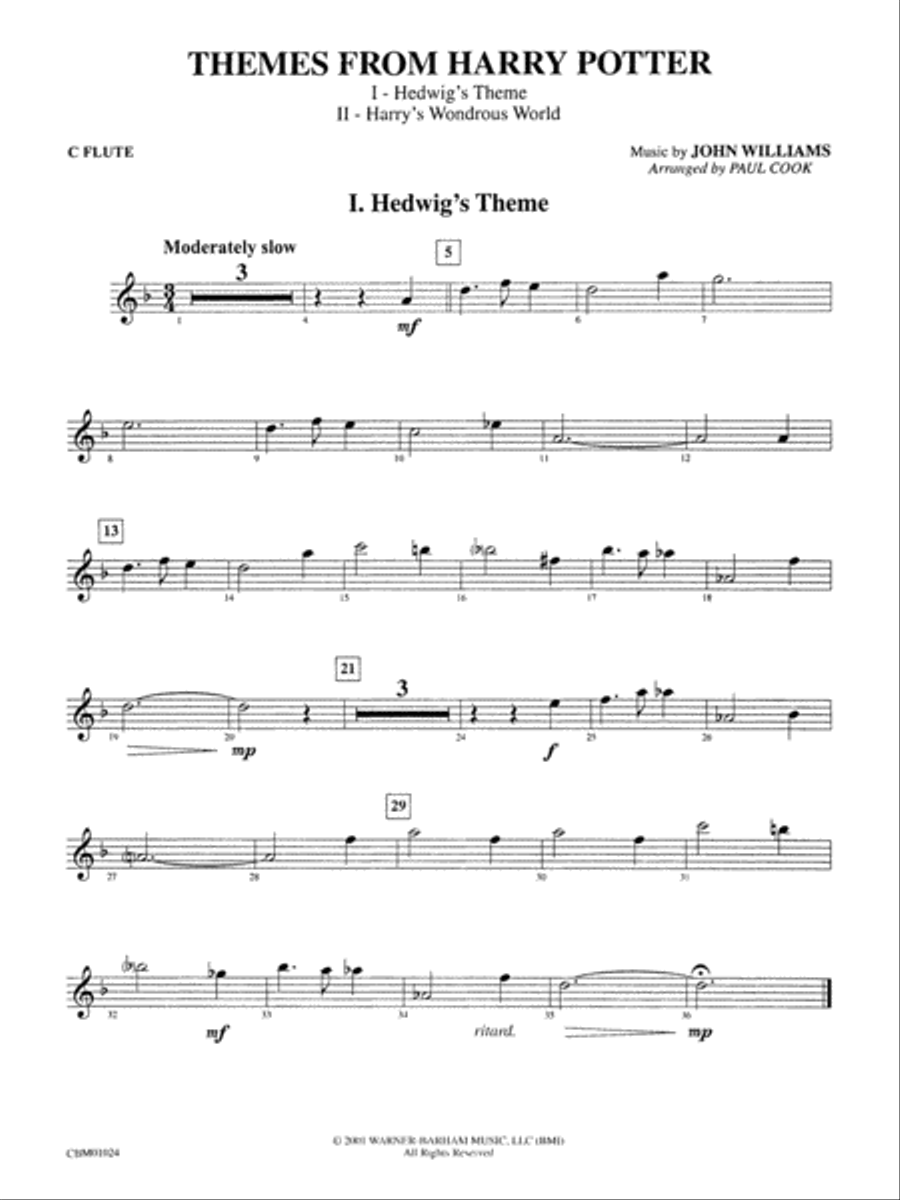 Harry Potter, Themes from: Flute