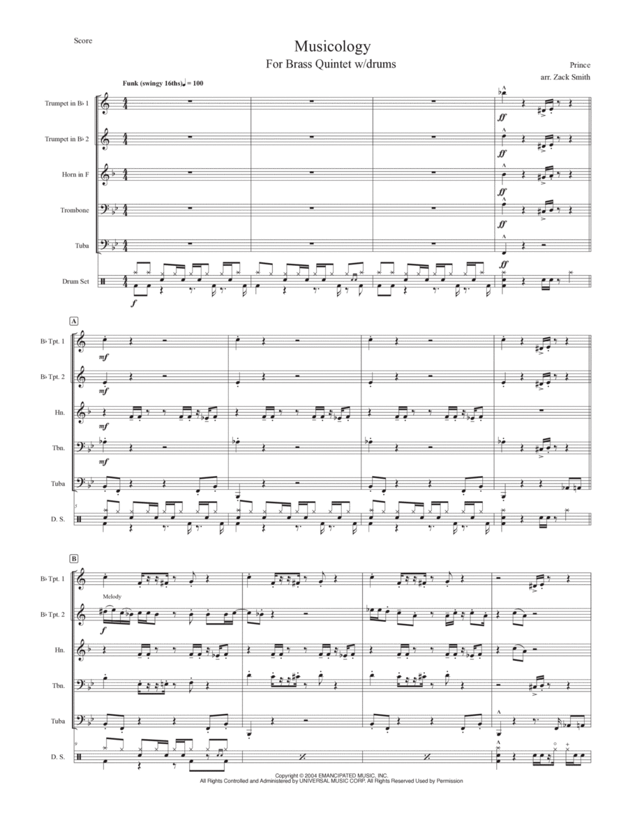 Musicology Brass Quintet scores gallery preview page 1
