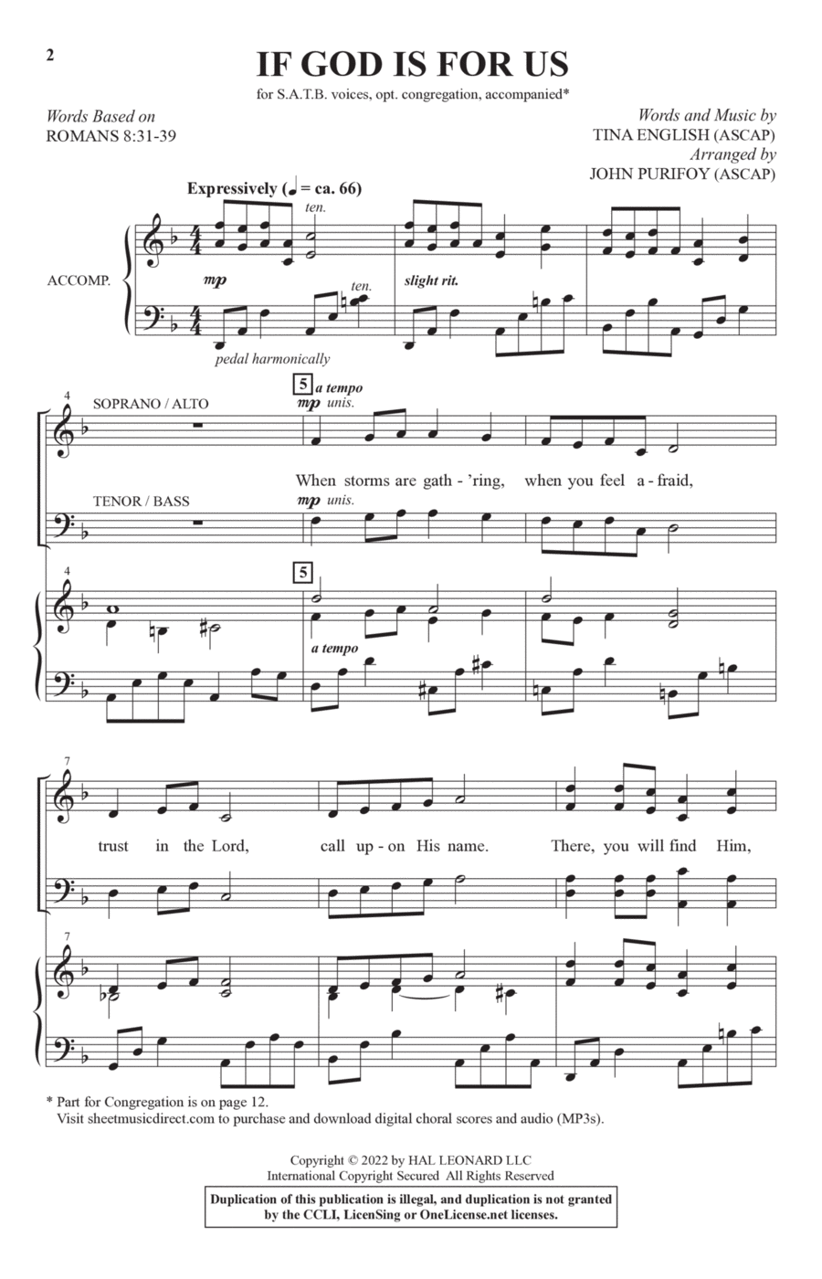 If God Is For Us (arr. John Purifoy) 4-Part scores gallery preview page 1