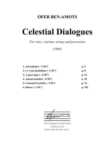 Celestial Dialogues for voice, clarinet, strings and percussion. image number null
