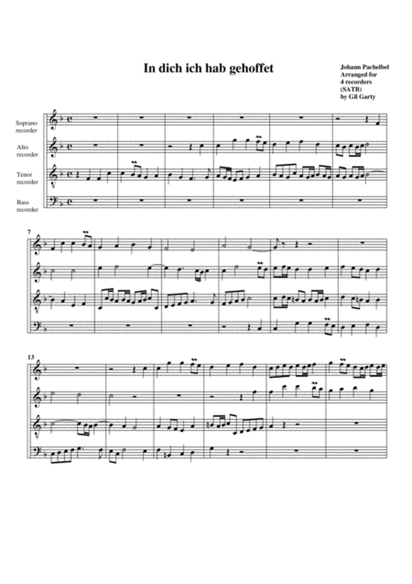 In dich ich hab gehoffet (arrangement for 4 recorders)