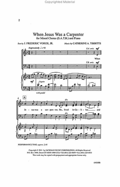 When Jesus Was a Carpenter - SATB image number null