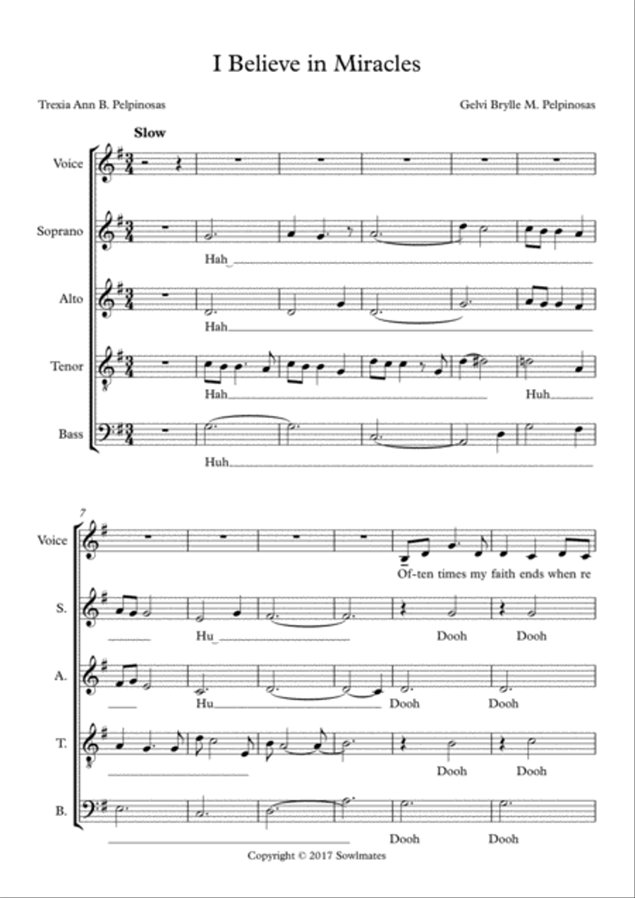 I believe in miracles 4-Part scores gallery preview page 1