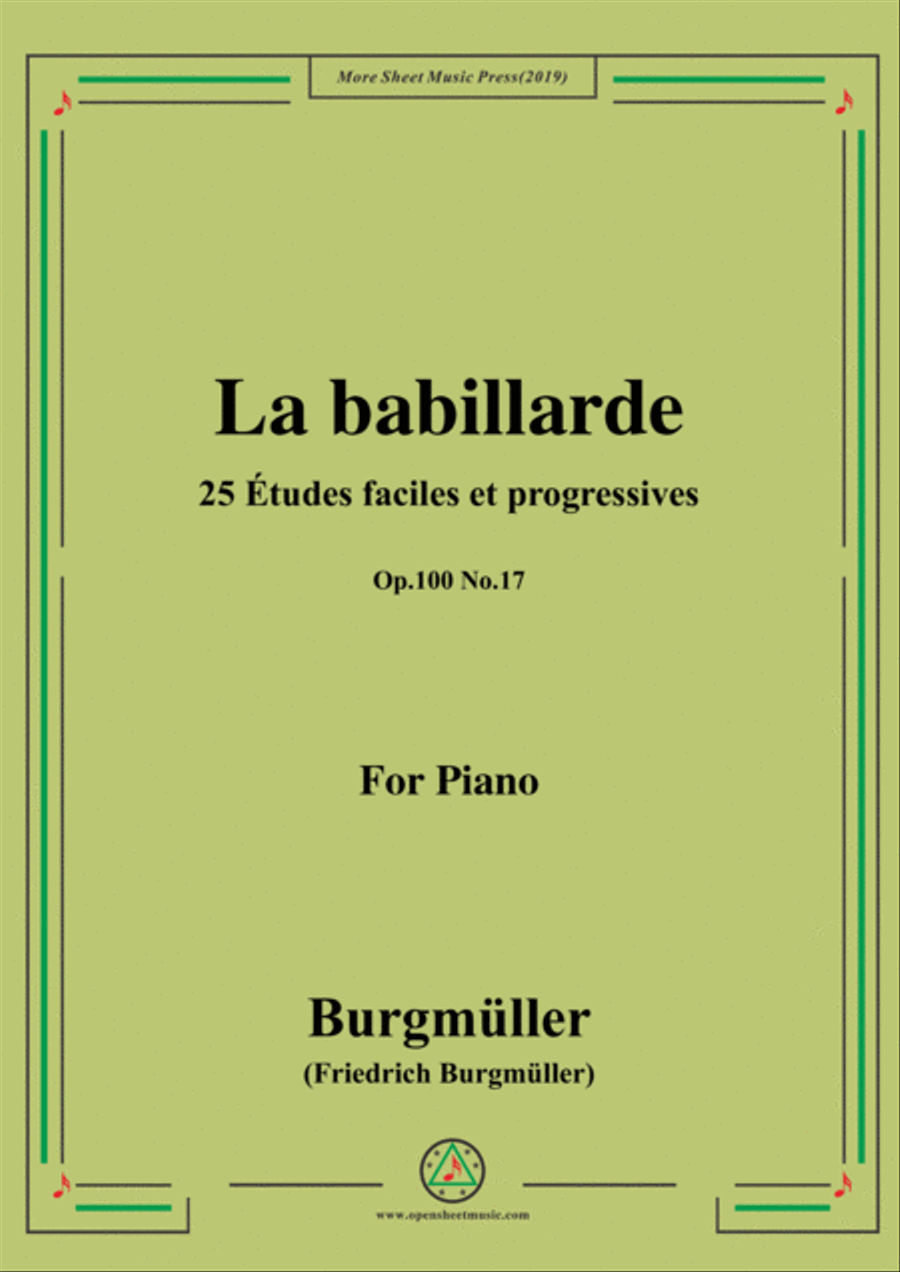 Burgmüller-25 Études faciles et progressives, Op.100 No.17,La babillarde Piano Solo scores gallery preview page 1