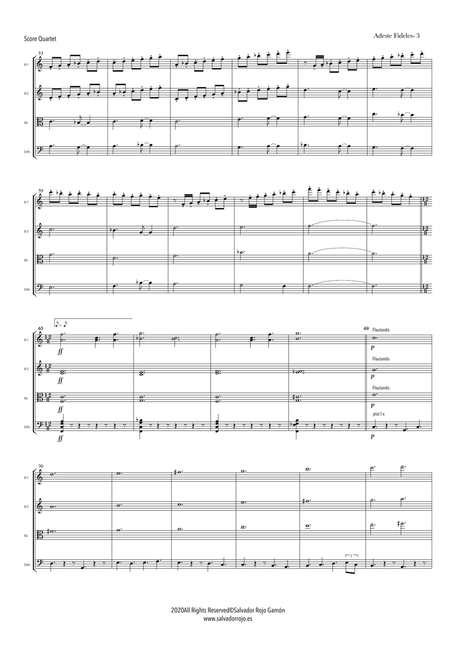 Adeste fideles for String Quartet String Quartet scores gallery preview page 4