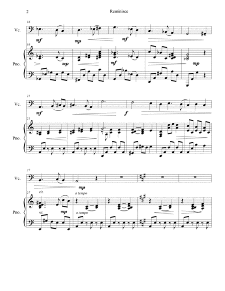 Reminisce - for Cello and Piano Piano scores gallery preview page 3