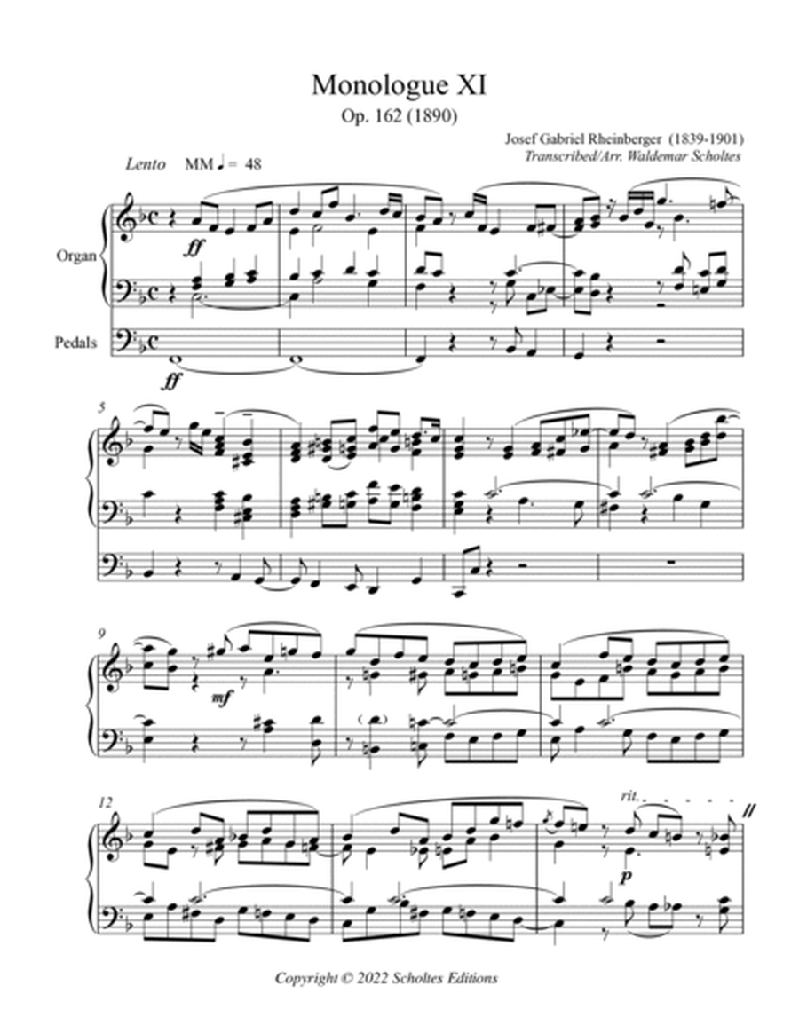 Rheinberger Monologue XI for Organ