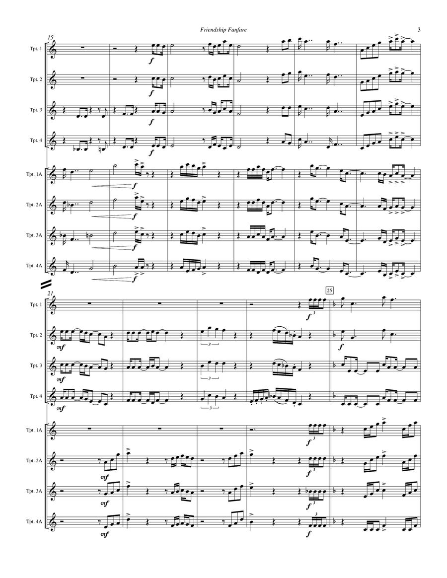 Friendship Fanfare for Trumpet Octet Large Ensemble scores gallery preview page 4
