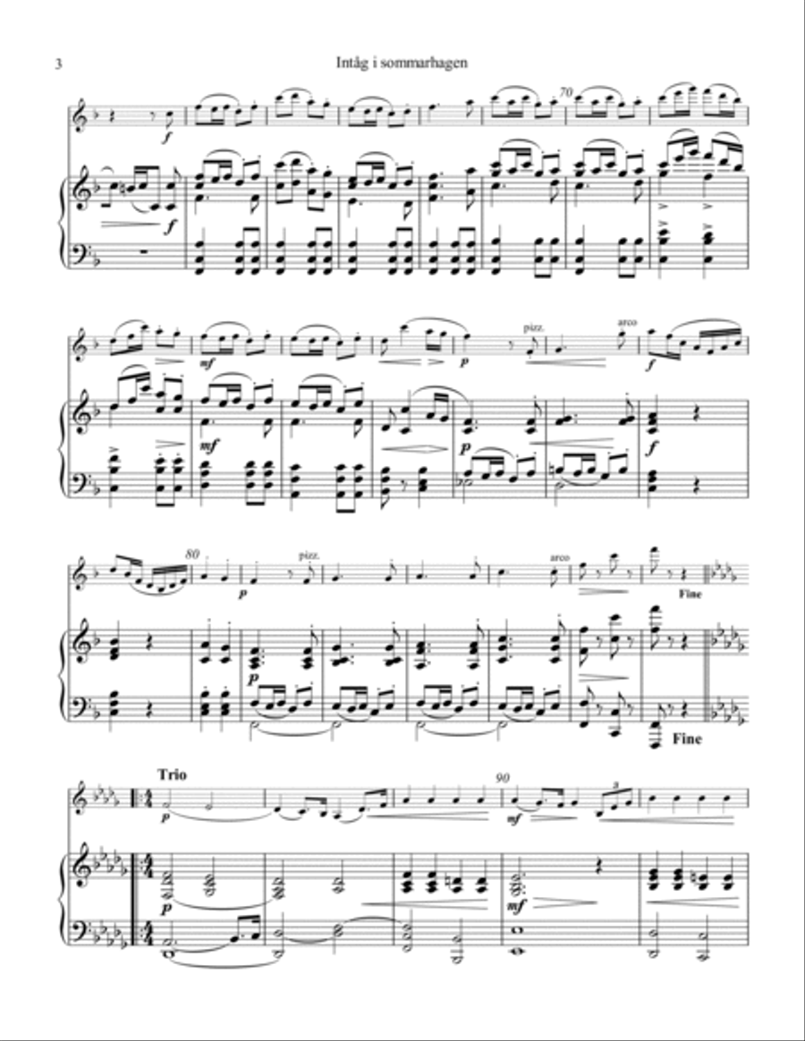 Intåg i sommarhagen for violin and piano Violin Solo scores gallery preview page 4