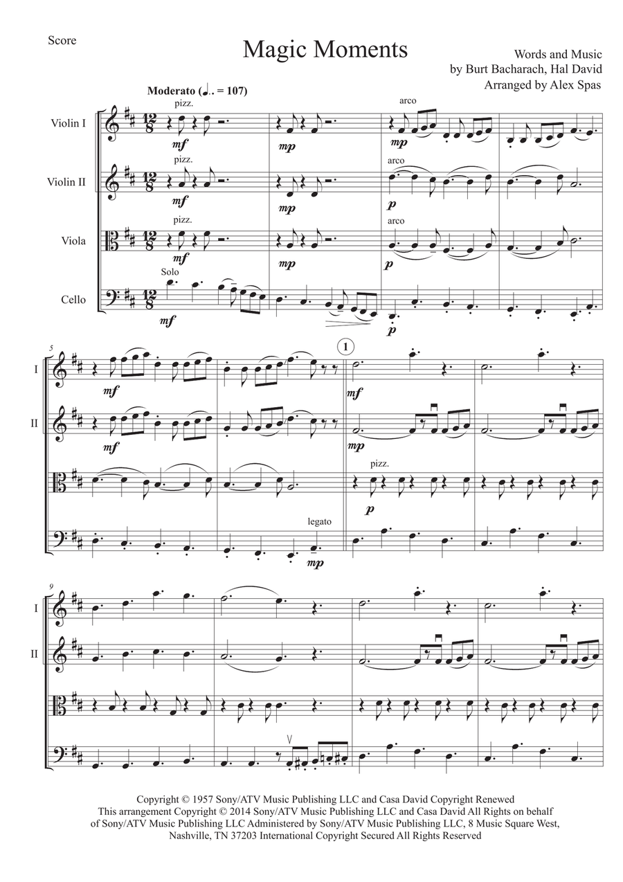 Magic Moments Magic Moments String Quartet scores gallery preview page 1