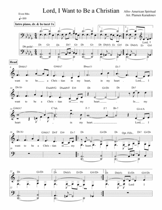 Lord, I Want To Be A Christian ( Jazz Arrangement/ Lead Sheet)