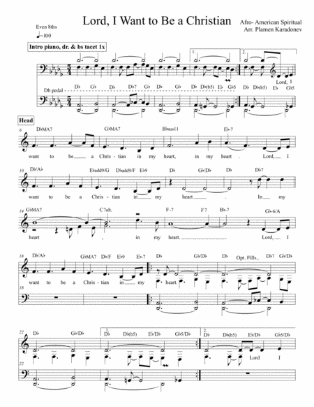Lord, I Want To Be A Christian ( Jazz Arrangement/ Lead Sheet) image number null