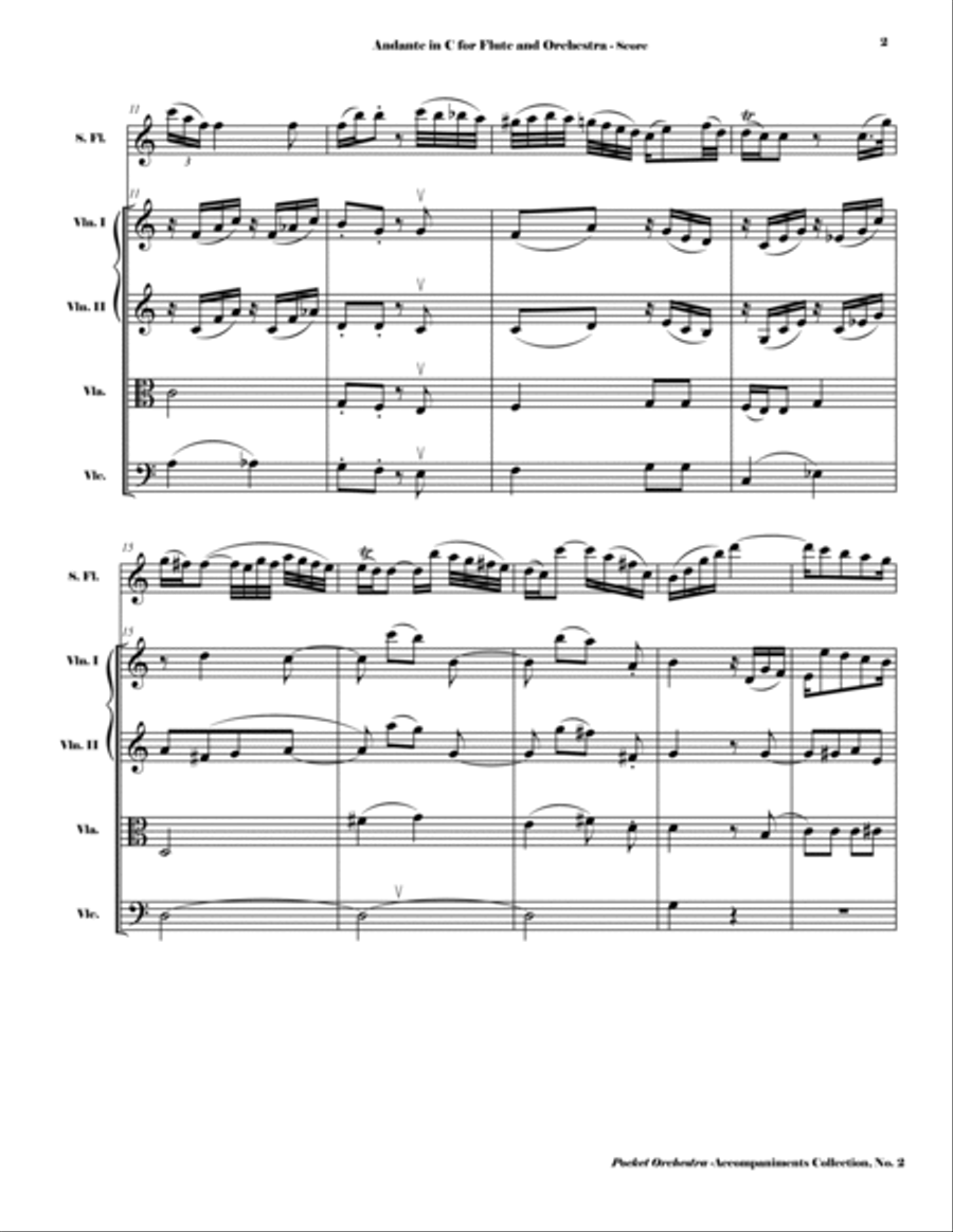 Mozart - Andante in C, K. 315 - For Flute and Orchestra (Accompaniment Reduction for String Quartet) Small Ensemble scores gallery preview page 3