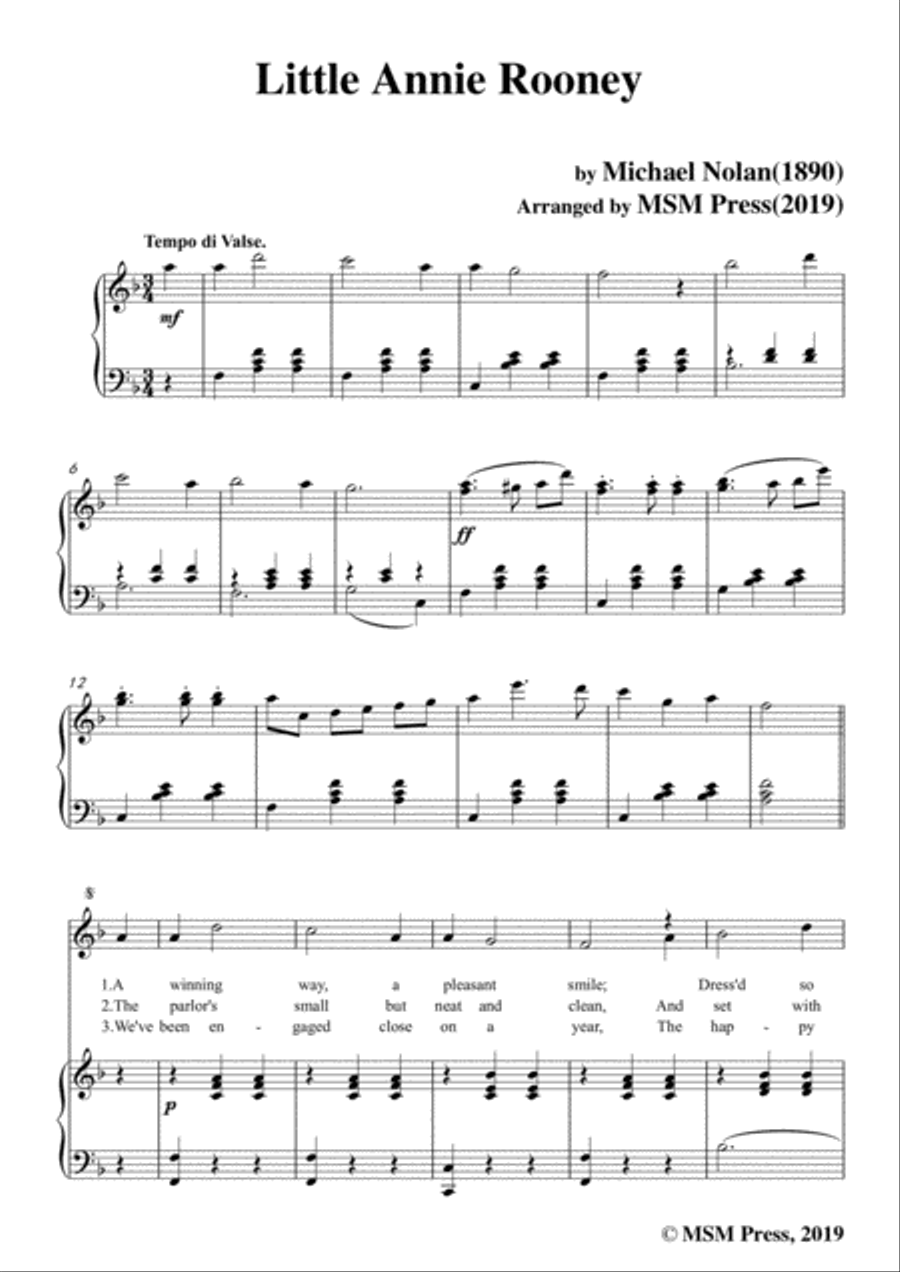 Michael Nolan-Little Annie Rooney,in F Major,for Voice&Piano Voice scores gallery preview page 3