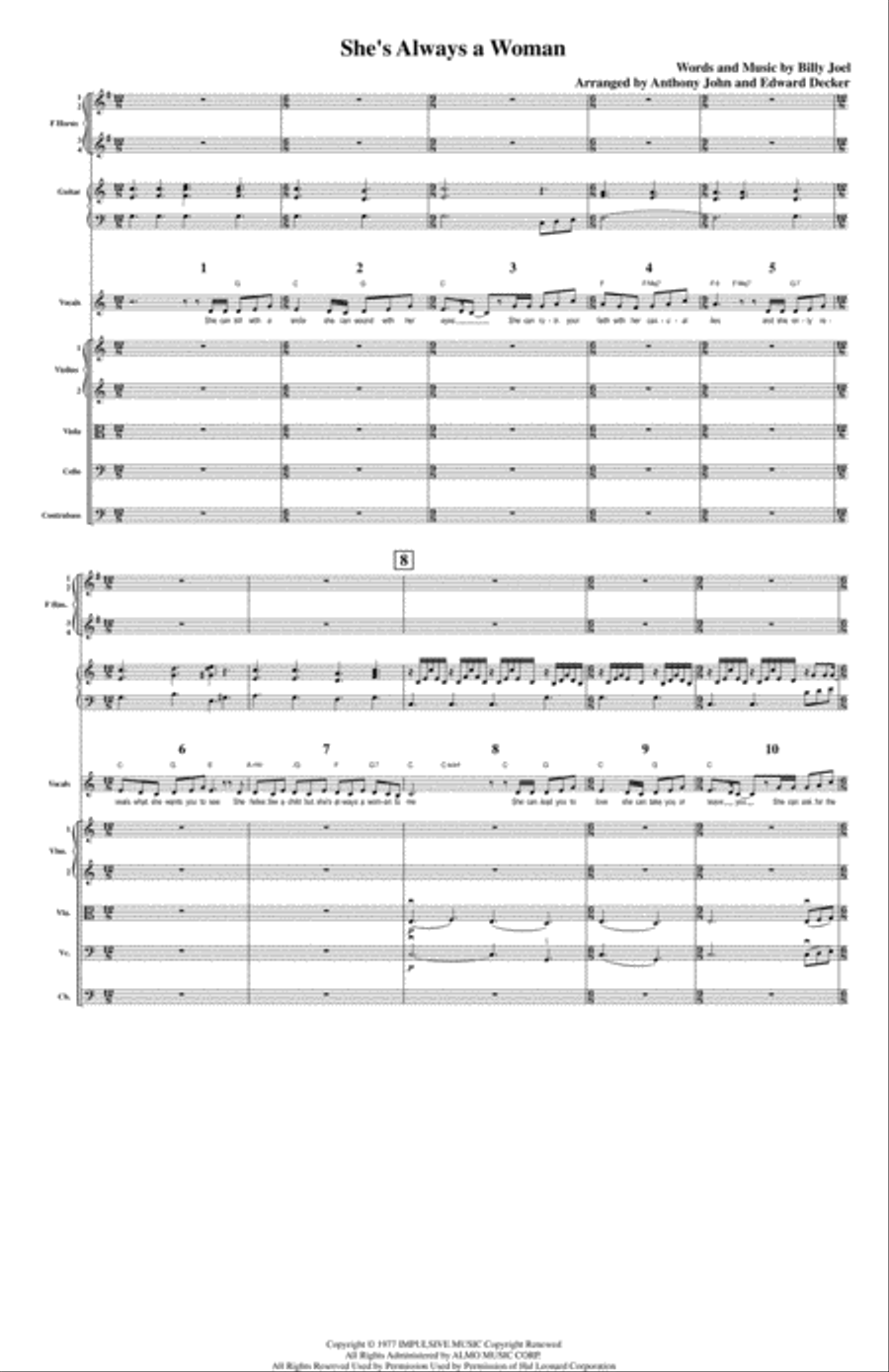 She's Always A Woman She's Always A Woman Large Ensemble scores gallery preview page 1