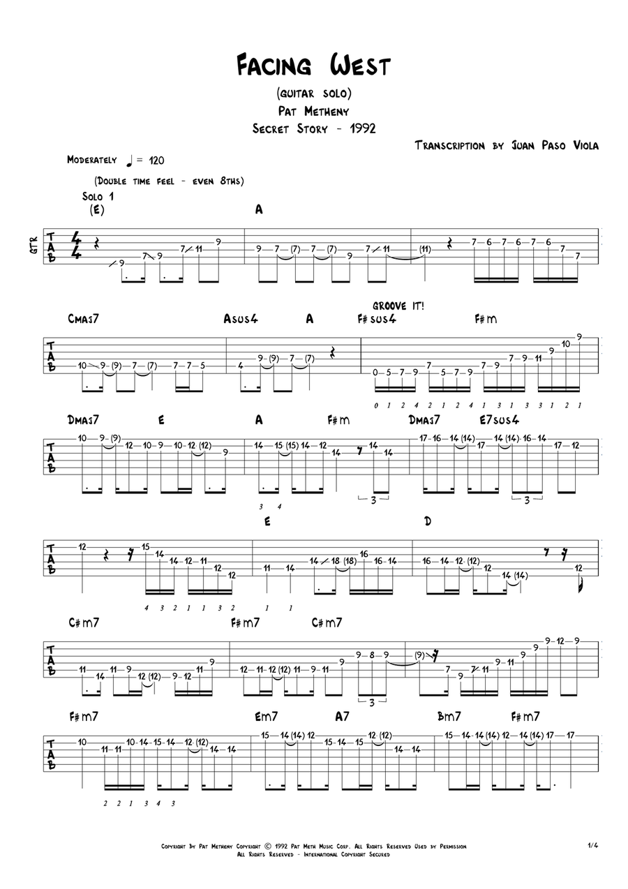 Facing West Electric Guitar scores gallery preview page 4